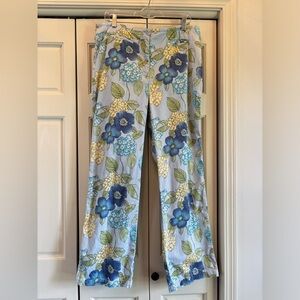Talbots blue, green & yellow floral pique straight leg pants, 16